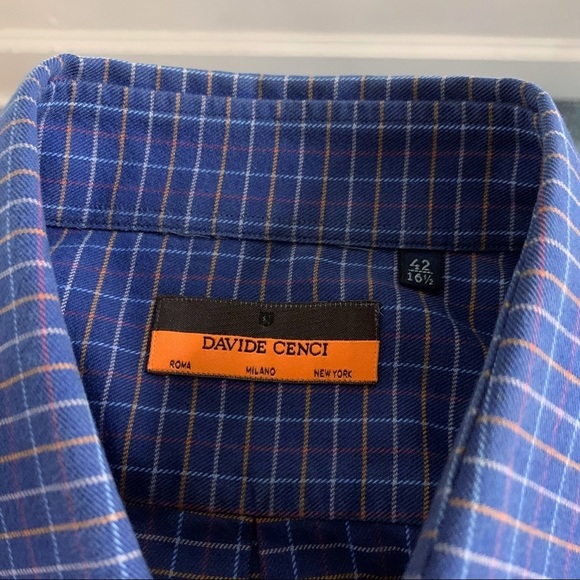 Davide Cenci Men’s Plaid Flannel Button Down Shirt EU 42 US Size XL - Picture 6 of 9